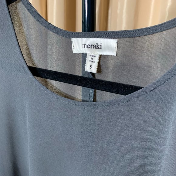 Meraki Sheer Charcoal Black High-Lo Blouse - Picture 4 of 4